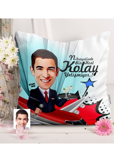 Kişiye Özel Host Karikatürlü Saten Yastık - 1