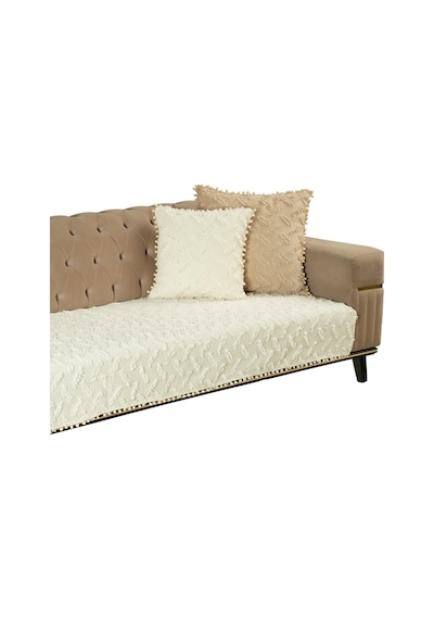 Latuda Home Ponela Bohem Ponponlu Koltuk Örtüsü 90x200 Cm Sadece Oturma Alanı 1 Adet - Ekru Diğer