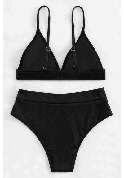 Angelsin Yüksek Bel Tasarım Bikini Altı Siyah 001