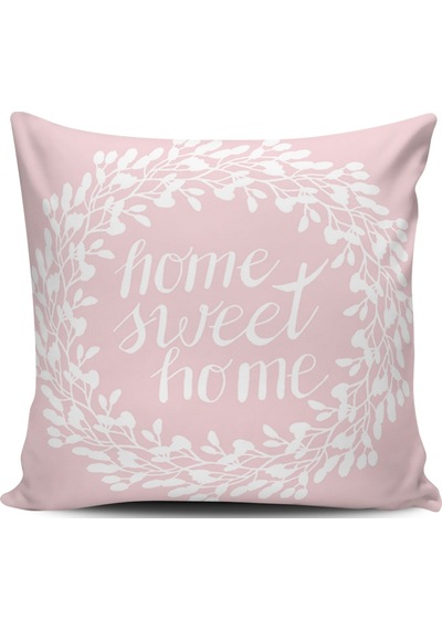 Kırlent Dünyası Home Sweet Home Dijital Baskılı Kırlent Kılıfı (387634089)