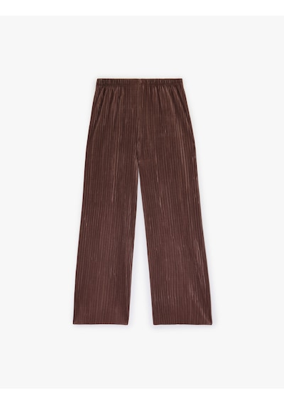 Koton Yüksek Bel Geniş Paça Piliseli Pantolon Kahverengi 6sak40013uk Kahve