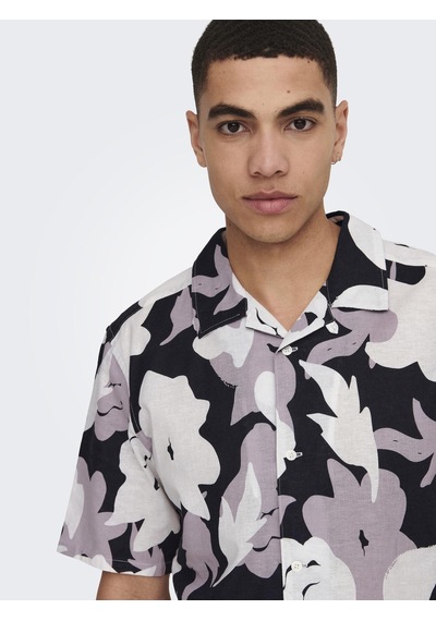 Only & Sons Onstrev Reg Ctn Lın Aop Ss Shırt Noos Erkek Pembe Kk Gömlek - 22025125 Pembe