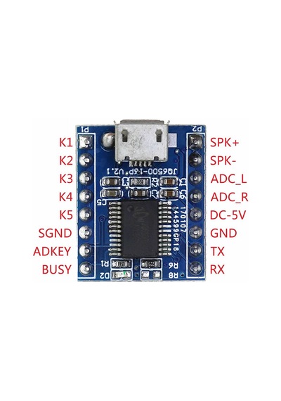 JQ6500 16Mbit Mini Ses Mp3 WMV Player Ses Müzik Çalma Kartı Micro Usb Uart Haberleşme 5 Tuşlu Kontrol