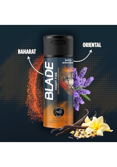 Blade Hero Selection Serisi Night Fire Erkek Deodorant 3x150 Ml Blade Hero Selection Serisi Night Fire Erkek Deodorant 3x150 Ml