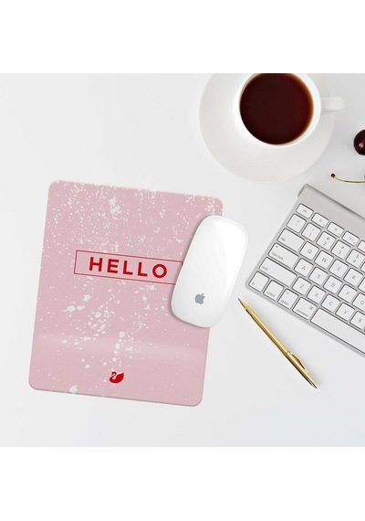 Hello Yazılı Pembe Bilek Destekli Dikdörtgen Mouse Pad Mouse Altlık Mousepad