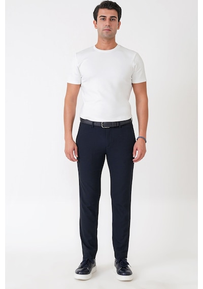 Slim Fit Yan Cep Esnek Yünlü Lacivert Pantolon P 1232