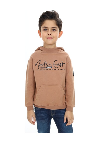 Toontoy Kids Toontoy Erkek Çocuk Relax Fit Kapüşonlu Cepli Hafif Düşük Omuz Baskılı Sweatshirt - 2 İplik Kahverengi Toontoy Kids Toontoy Erkek Çocuk Relax Fit Kapüşonlu Cepli Hafif Düşük Omuz Baskılı Sweatshirt - 2 İplik Kahverengi