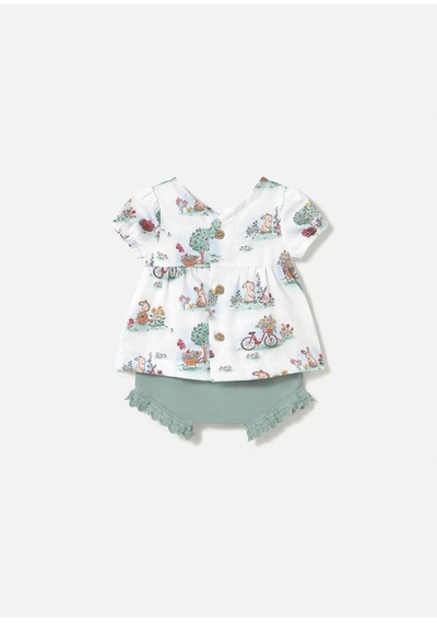 Kız Bebek Tişört Şort Takım Mint 1257 Mint