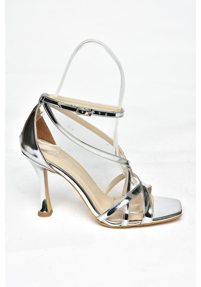 Fox Shoes S569815334 Gümüş Ayna İnce Topuklu Kadın Ayakkabı Gümüş
