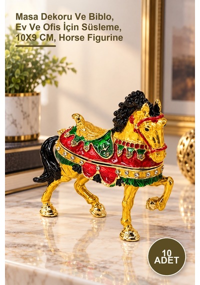 10 Adet Taşlı At Figürü Masa Dekoru Ve Biblo, Ev Ve Ofis İçin Süsleme, 10x9 Cm, Horse Figurine 1