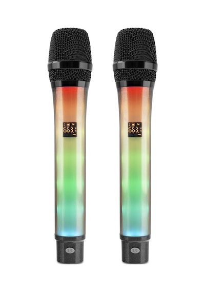 Büro Ev Ofis si İçin Siyah Rgb Profesyonel Kablosuz Uhf 2 Mikrofonlu Set