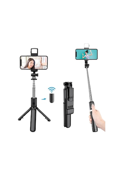 Torıma S03 Tripod Çok Amaçlı Kumandalı Kablosuz Siyah Selfie Çubuğu Siyah
