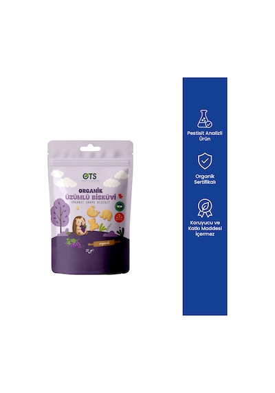 Ots Organik Üzümlü Bisküvi 55 Gr Organik Sertifikalı, Pestisit Analizli 55 G