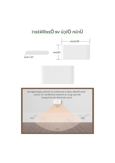 İki Yönlü Sensörlü Şarjlı Led Aplik, 5w İle Hareket Algılama Özellikli 10 Parça Siyah