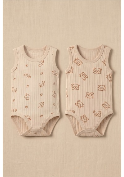 Minory Baby - %100 Pamuk 2 Li Askılı Body Set Çok Renkli Çok Renkli