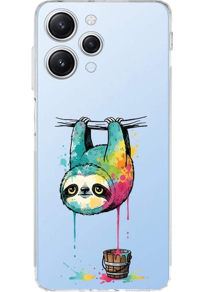 Redmi 12 İle Uyumlu Splash Tembel Hayvan Tasarımlı Şeffaf Silikon Kılıf Şeffaf
