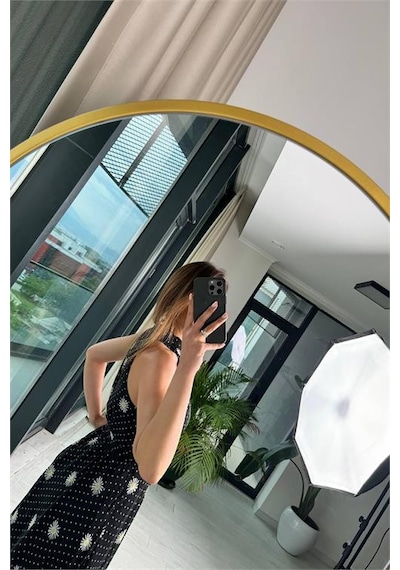 Neşeli Butik Kadın Halter Yaka Astarlı Maxi Şifon Elbise Nbmy3242 Siyah
