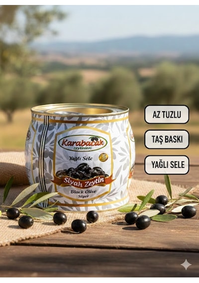 Karabacak Siyah Zeytin Süper Boy 2 Kğ Teneke Kutu 350-380 Kalibre