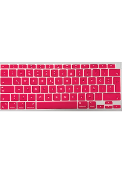 Arabulalaca Apple Uyumlu MacBook Air 13 İnç 2020 A2337 M1 Işlemcili Türkçe Q Silikon Klavye Koruyucu Kırmızı