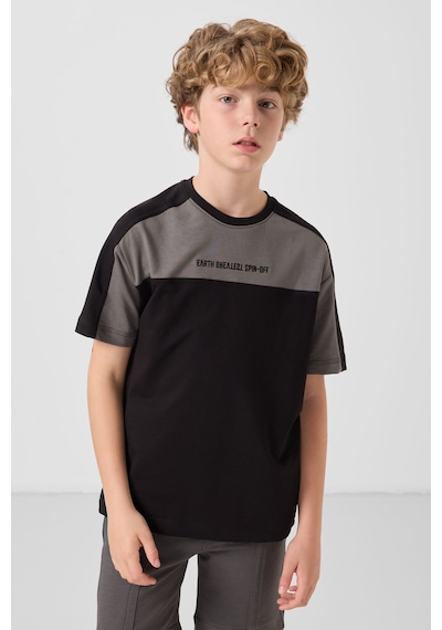 Tommylife Siyah Pamuklu Yumuşak Dokulu Oversize Fit Baskılı Erkek Çocuk T-shirt - 11290 Siyah