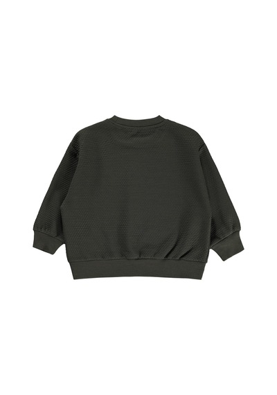 Civil Boys Erkek Çocuk Petek Kumaşlı Sweatshirt Jakarlı Süprem Uzun Kol Okul Kreş Ve Günlük Kullanım - Haki