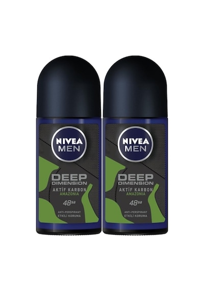 Nivea Men Deep Dimension Amazonia Aktif Karbon Erkek Roll-On Deodorant 50 ML x 2