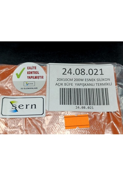 Sern Esnek Silikon Açık Büfe 20x10cm Yapışkanlı Termikli Isıtıcı Rezistans 200w R1083