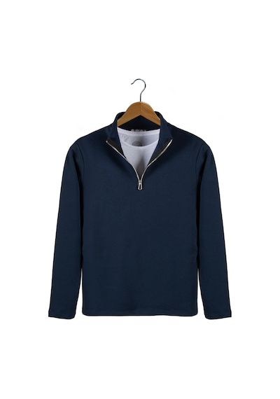 Terapi Men Erkek Lacivert Yarım Fermuarlı Basic Düz Sweatshirt Lacivert3