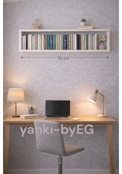 90 14 Cm Mat Beyaz Lake Mdf Gizli Bağlantı Duvar Rafı Saklama Alanı Beyaz
