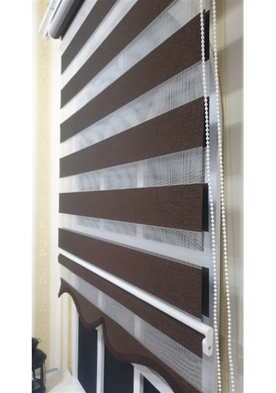 Zebra Stor Perde Koyu Kahve Etek Dilimli St 034