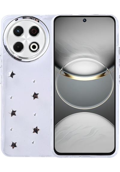 Tecno Spark 30 Pro Kılıf Airbag Tasarımlı Simli Şeffaf Kutup Kapak