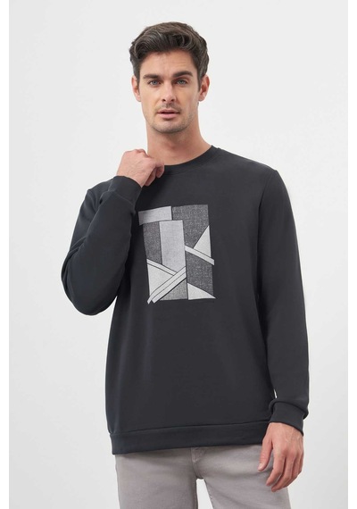 Morven Erkek Siyah Trend Bisiklet Yaka Sweat-shirt 25ks063004001 Siyah Siyah