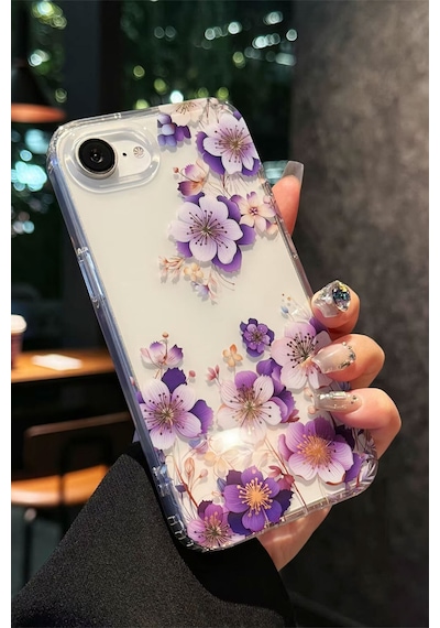 İphone 16e Uyumlu Kılıf Solmayan Imd Baskı Desenli, Şeffaf Tpu+pc Botanik Kapak
