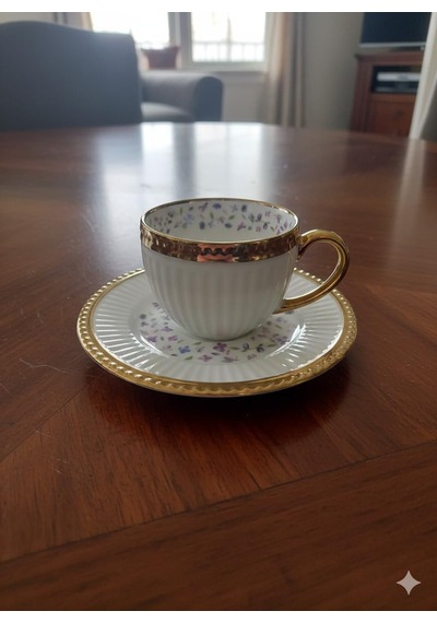 Florena Altın Yaldızlı Kabartmalı Porselen Türk Kahvesi Fincan Takımı 6'li 90 Cc Pembe Mavi Diğer