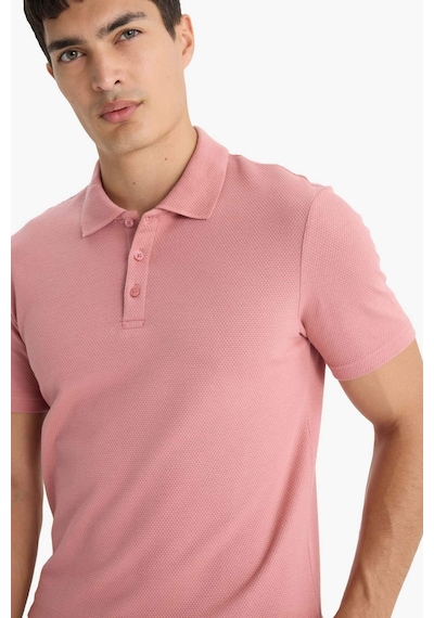 Defacto Slim Fit Dar Kesim Polo Yaka Kısa Kollu Pamuklu Modal Karışımlı Basic Düz Tişört M6609az25spbr103 Pembe