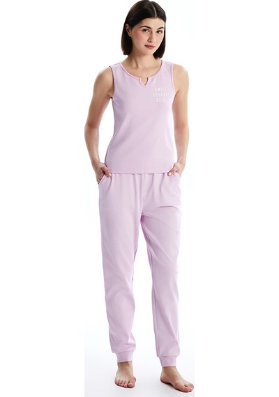 Lcw Dream Lila Kaçık Yaka Baskılı Kadın Pijama Takımı