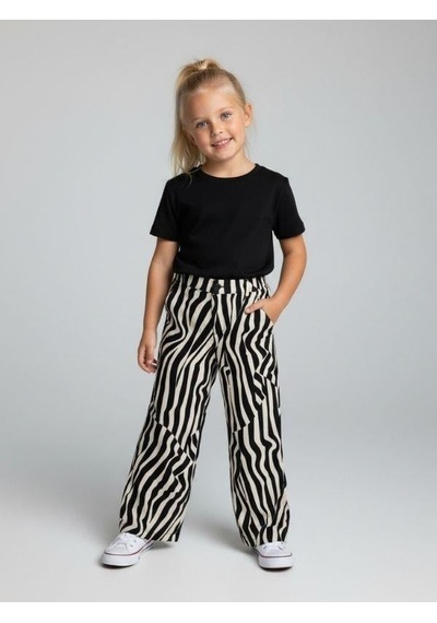 Zekids Kız Çocuk Desenli Keten Pantolon-16752 Çok Renkli