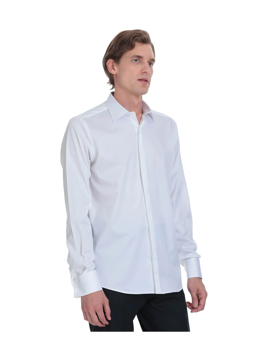 Hatemoğlu Beyaz Comfort Fit Ata Yaka Pamuklu Damatlık Gömlek 4111993 Hatemoğlu Beyaz Comfort Fit Ata Yaka Pamuklu Damatlık Gömlek 4111993