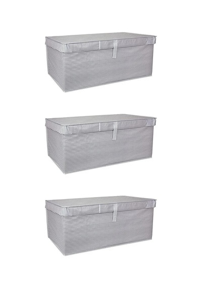 Alas Çok Amaçlı Mega Plus Kutu Gri Çizgili Üçlü 70x40x30 Cm Gri