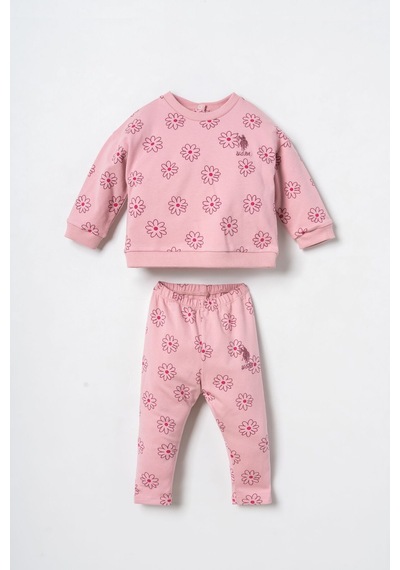 U.S. Polo Assn. Nakışlı Kız Bebek Pembe Uzun Kol Pijama Takım Usb3247-c-v1 Usb3247-c-v1