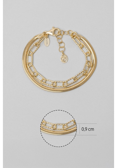 İtalyan 18 Ayar Sarı Altın Kaplama 19 Cm Gümüş Zincir Bileklik Sarı