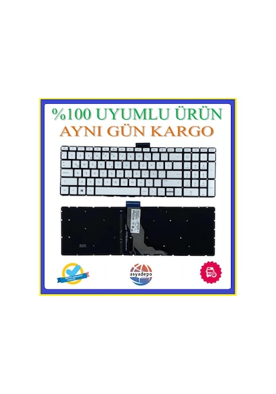 HP Uyumlu 15-Bs023Nt Klavye Tuş Takımı Gümüş Tr Işıklı