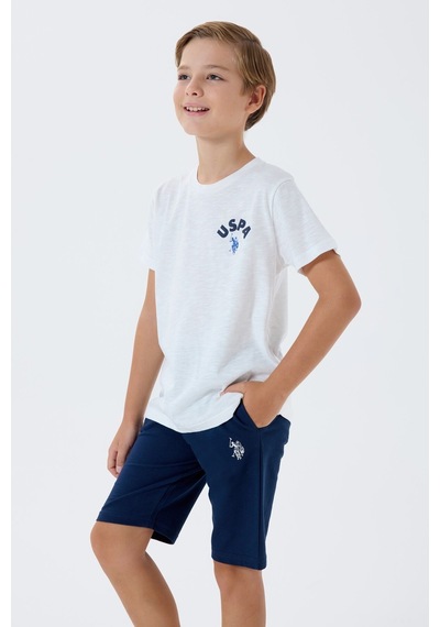 U.s. Polo Assn. Erkek Çocuk Beyaz Bermuda Takım Us2442-c-v1 Beyaz