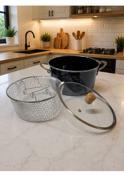 Elis Concept Emaye Kızartma / Yoğurt Tenceresi 22 Cm/3.6lt Siyah