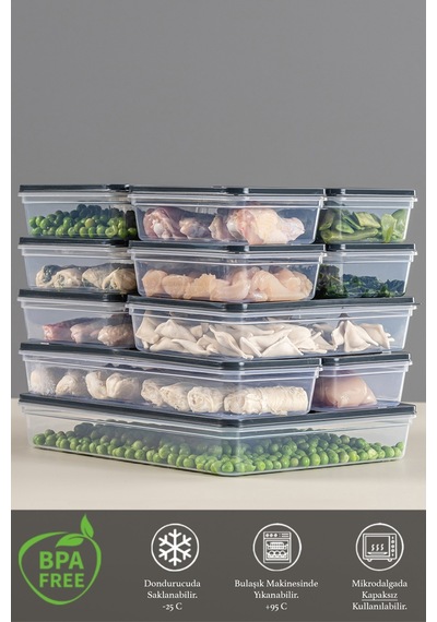 Meleni Home Buzdolabı Saklama Kabı 13'Lü 1 x (2400 ML) 2 x (1170 - 1200 ML) 8 x (600 ML) Çok Renkli