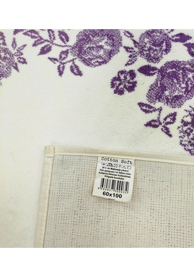 Cotton Soft -lila Beyaz- 2li Banyo Seti, Paspas Takımı Lila - Beyaz