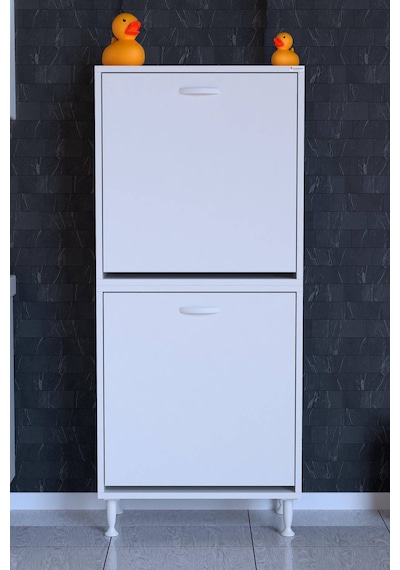 Deniz 2 Katlı Kirli Sepeti, Çok Amaçlı Banyo Dolabı - 60 X 138 X 32,5 Cm 60 Cm