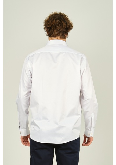 Figs Erkek Slim Fit Uzun Kollu Pamuklu Parlak Kumaş Gömlek 0013 Beyaz Beyaz