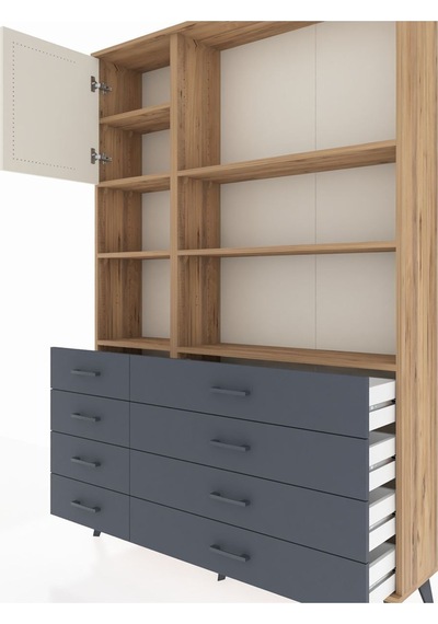 Arges Dolap 7 Raflı 8 Çekmeceli Tek Kapaklı 132x30x195 Çam-aytaşı/antrasit Aytası/antrasıt Arges Dolap 7 Raflı 8 Çekmeceli Tek Kapaklı 132x30x195 Çam-aytaşı/antrasit Aytası/antrasıt
