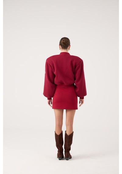 Holly Lolly Crop Kesim Vatkalı Parker Bomber Ceket Bordo